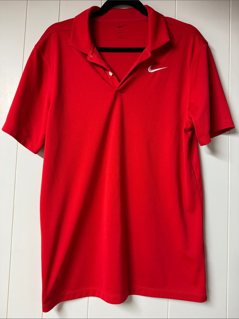 Nike Red Short-Sleeve Dri-FIT Polo with Swoosh